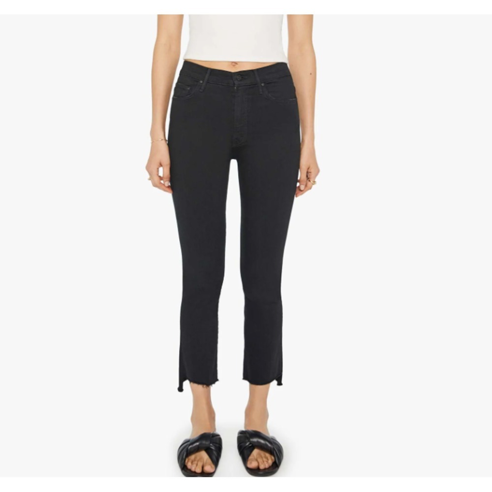 Mother The Insider Crop Step Fray‎ Jeans in Not Guilty Black sz 26